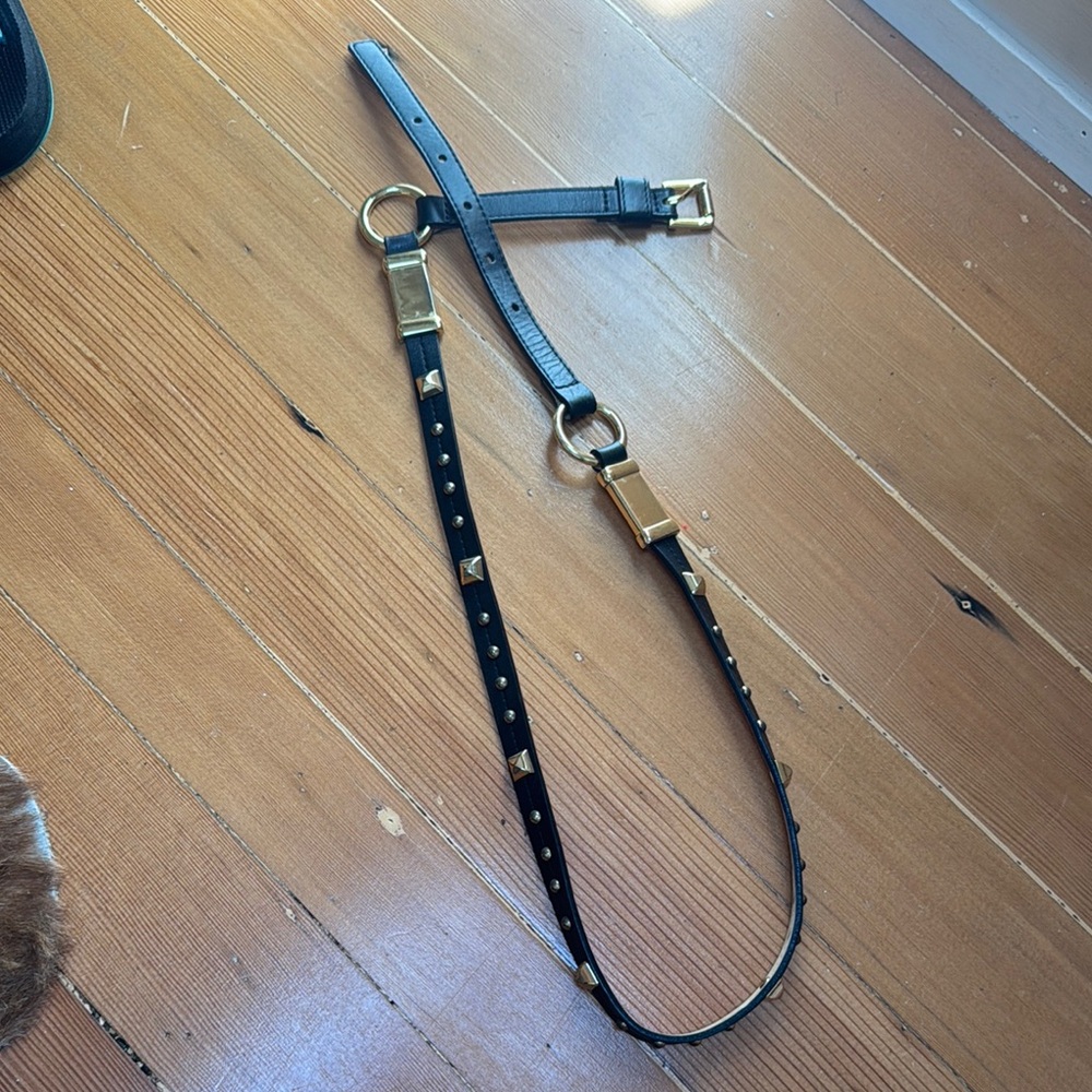 Black and Gold leather Studded Belt